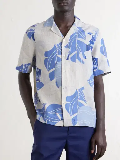 Frescobol Carioca Roberto Camp-Collar Printed Linen Shirt | Thumbnail 3 Frescobol Carioca Roberto Camp-Collar Printed Linen Shirt | Thumbnail 3