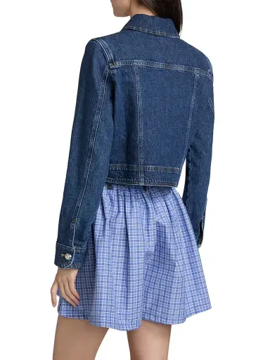 Cinq à Sept Women's Lexie Denim Crop Jacket - Blue Crush Ultramarine - Size XL | Thumbnail 5 Cinq à Sept Women's Lexie Denim Crop Jacket - Blue Crush Ultramarine - Size XL | Thumbnail 5
