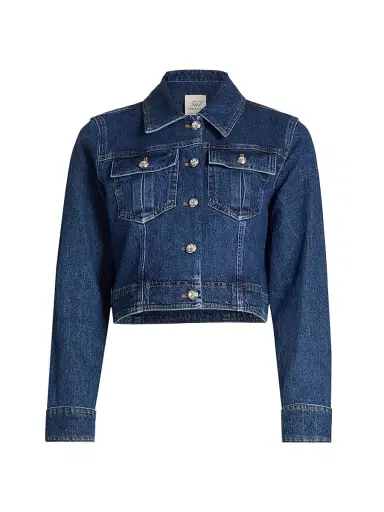Cinq à Sept Women's Lexie Denim Crop Jacket - Blue Crush Ultramarine - Size XL | Thumbnail 1 Cinq à Sept Women's Lexie Denim Crop Jacket - Blue Crush Ultramarine - Size XL | Thumbnail 1