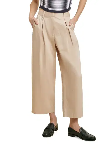 Favorite Daughter Women's The London High-Rise Wide-Leg Crop Trousers - Light Khaki - Size 14 | Thumbnail 4 Favorite Daughter Women's The London High-Rise Wide-Leg Crop Trousers - Light Khaki - Size 14 | Thumbnail 4