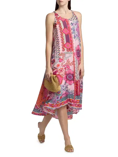 Johnny Was Women's Dornaz Printed Silk Shift A-Line Midi-Dress - Tami Scarf | Thumbnail 2 Johnny Was Women's Dornaz Printed Silk Shift A-Line Midi-Dress - Tami Scarf | Thumbnail 2