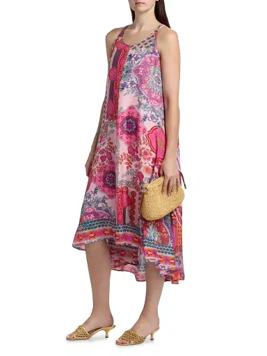 Johnny Was Women's Dornaz Printed Silk Shift A-Line Midi-Dress - Tami Scarf | Thumbnail 4 Johnny Was Women's Dornaz Printed Silk Shift A-Line Midi-Dress - Tami Scarf | Thumbnail 4