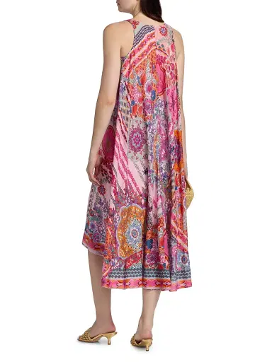 Johnny Was Women's Dornaz Printed Silk Shift A-Line Midi-Dress - Tami Scarf | Thumbnail 5 Johnny Was Women's Dornaz Printed Silk Shift A-Line Midi-Dress - Tami Scarf | Thumbnail 5