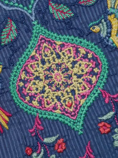 Johnny Was Women's Margot Floral Embroidered Cotton-Silk Blouse - Blue Night | Thumbnail 7 Johnny Was Women's Margot Floral Embroidered Cotton-Silk Blouse - Blue Night | Thumbnail 7
