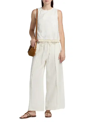 Johnny Was Women's Tobianne Crochet-Trim Floral Jacquard Blouse - White - Size XL | Thumbnail 2 Johnny Was Women's Tobianne Crochet-Trim Floral Jacquard Blouse - White - Size XL | Thumbnail 2