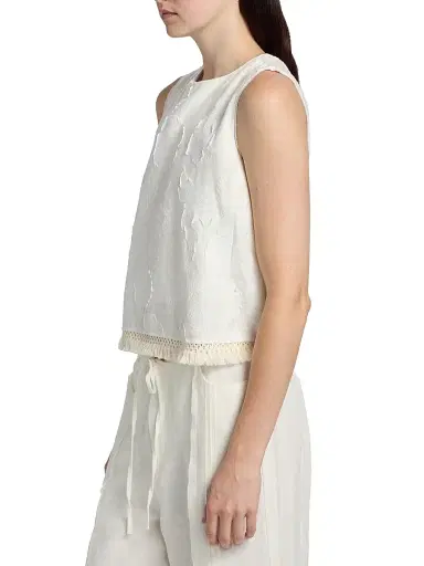 Johnny Was Women's Tobianne Crochet-Trim Floral Jacquard Blouse - White - Size XL | Thumbnail 4 Johnny Was Women's Tobianne Crochet-Trim Floral Jacquard Blouse - White - Size XL | Thumbnail 4