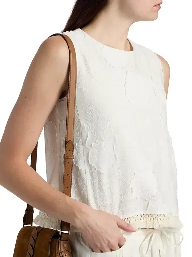 Johnny Was Women's Tobianne Crochet-Trim Floral Jacquard Blouse - White - Size XL | Thumbnail 6 Johnny Was Women's Tobianne Crochet-Trim Floral Jacquard Blouse - White - Size XL | Thumbnail 6