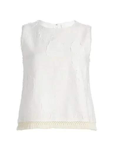 Johnny Was Women's Tobianne Crochet-Trim Floral Jacquard Blouse - White - Size XL | Thumbnail 1 Johnny Was Women's Tobianne Crochet-Trim Floral Jacquard Blouse - White - Size XL | Thumbnail 1