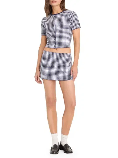 GOOD AMERICAN Women's The Keepsake Cardigan - Navy Gingham - Size XL | Thumbnail 2 GOOD AMERICAN Women's The Keepsake Cardigan - Navy Gingham - Size XL | Thumbnail 2