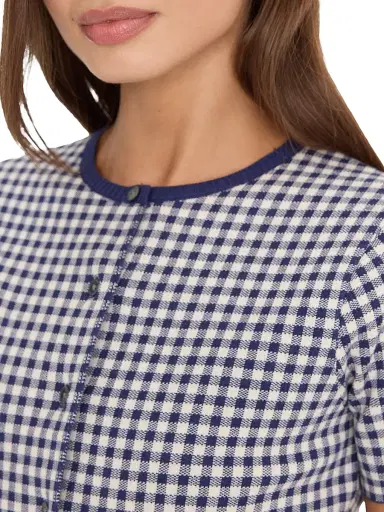 GOOD AMERICAN Women's The Keepsake Cardigan - Navy Gingham - Size XL | Thumbnail 6 GOOD AMERICAN Women's The Keepsake Cardigan - Navy Gingham - Size XL | Thumbnail 6