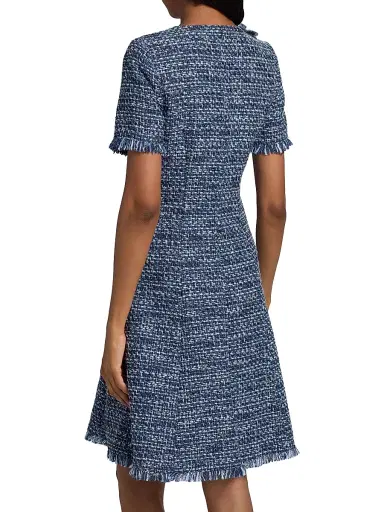 Teri Jon by Rickie Freeman Women's 3D Floral Appliqué Tweed Mini Cocktail Dress - Blue Multi - Size 18 | Thumbnail 5 Teri Jon by Rickie Freeman Women's 3D Floral Appliqué Tweed Mini Cocktail Dress - Blue Multi - Size 18 | Thumbnail 5