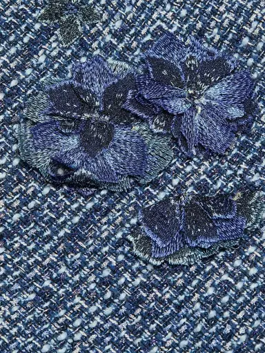 Teri Jon by Rickie Freeman Women's 3D Floral Appliqué Tweed Mini Cocktail Dress - Blue Multi - Size 18 | Thumbnail 7 Teri Jon by Rickie Freeman Women's 3D Floral Appliqué Tweed Mini Cocktail Dress - Blue Multi - Size 18 | Thumbnail 7