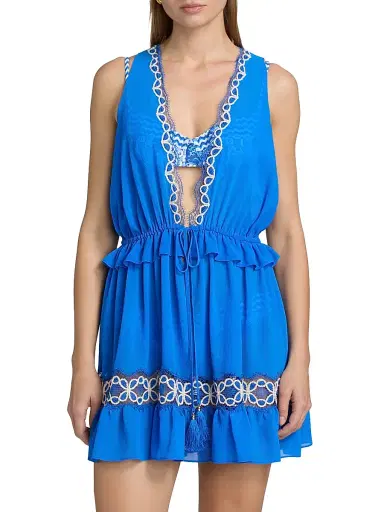 Ramy Brook Women's Gwendolyn Embroidered Cover-Up Minidress - Ocean | Thumbnail 3 Ramy Brook Women's Gwendolyn Embroidered Cover-Up Minidress - Ocean | Thumbnail 3