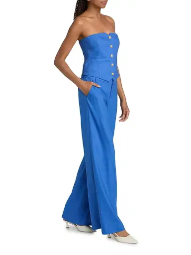 Alice + Olivia Women's Stu Linen-Blend Low-Rise Baggy Pants - Blue Iris - Size 12 | Thumbnail 2 Alice + Olivia Women's Stu Linen-Blend Low-Rise Baggy Pants - Blue Iris - Size 12 | Thumbnail 2