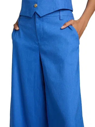 Alice + Olivia Women's Stu Linen-Blend Low-Rise Baggy Pants - Blue Iris - Size 12 | Thumbnail 6 Alice + Olivia Women's Stu Linen-Blend Low-Rise Baggy Pants - Blue Iris - Size 12 | Thumbnail 6