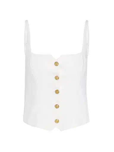 ALICE + OLIVIA Women's Kelcey Linen-Blend Button-Front Cami Top - Off White | Thumbnail 1 ALICE + OLIVIA Women's Kelcey Linen-Blend Button-Front Cami Top - Off White | Thumbnail 1