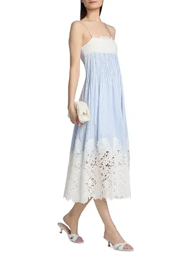 Generation Love Women's Juniper Lace-Trimmed Seersucker Midi-Dress - Light Blue White - Size Large | Thumbnail 2 Generation Love Women's Juniper Lace-Trimmed Seersucker Midi-Dress - Light Blue White - Size Large | Thumbnail 2
