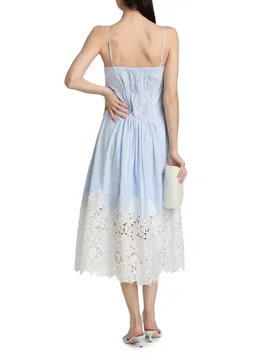 Generation Love Women's Juniper Lace-Trimmed Seersucker Midi-Dress - Light Blue White - Size Large | Thumbnail 5 Generation Love Women's Juniper Lace-Trimmed Seersucker Midi-Dress - Light Blue White - Size Large | Thumbnail 5