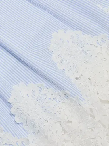 Generation Love Women's Juniper Lace-Trimmed Seersucker Midi-Dress - Light Blue White - Size Large | Thumbnail 7 Generation Love Women's Juniper Lace-Trimmed Seersucker Midi-Dress - Light Blue White - Size Large | Thumbnail 7