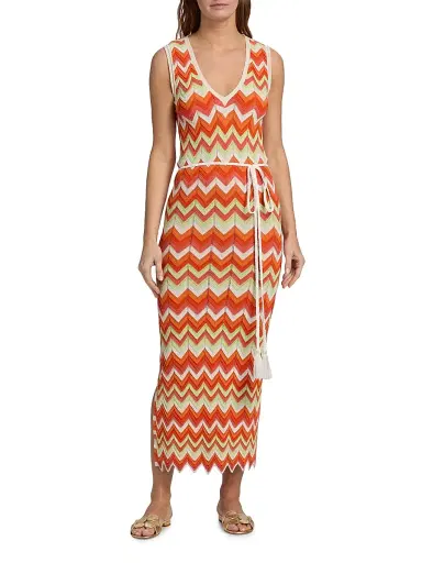 Milly Women's Kaela Zigzag Knit Cover-Up Dress - Orange Multi | Thumbnail 3 Milly Women's Kaela Zigzag Knit Cover-Up Dress - Orange Multi | Thumbnail 3