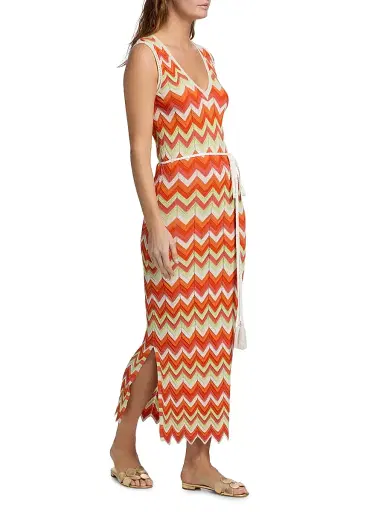 Milly Women's Kaela Zigzag Knit Cover-Up Dress - Orange Multi | Thumbnail 4 Milly Women's Kaela Zigzag Knit Cover-Up Dress - Orange Multi | Thumbnail 4