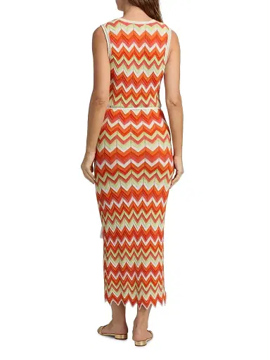 Milly Women's Kaela Zigzag Knit Cover-Up Dress - Orange Multi | Thumbnail 5 Milly Women's Kaela Zigzag Knit Cover-Up Dress - Orange Multi | Thumbnail 5