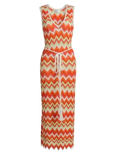 Milly Women's Kaela Zigzag Knit Cover-Up Dress - Orange Multi | Thumbnail 1 Milly Women's Kaela Zigzag Knit Cover-Up Dress - Orange Multi | Thumbnail 1