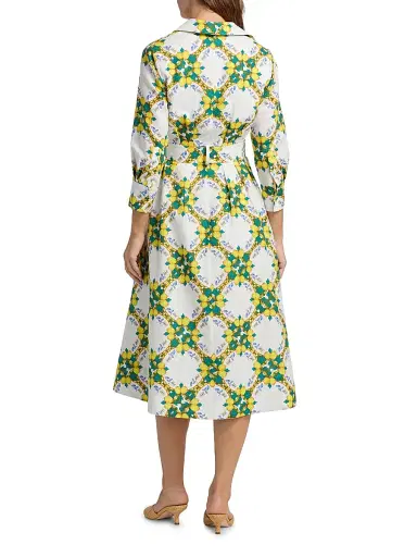 Milly Women's Lexi Lemon Lattice Tie-Waist Midi-Dress - Yellow Multi | Thumbnail 5 Milly Women's Lexi Lemon Lattice Tie-Waist Midi-Dress - Yellow Multi | Thumbnail 5