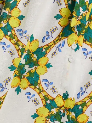 Milly Women's Lexi Lemon Lattice Tie-Waist Midi-Dress - Yellow Multi | Thumbnail 7 Milly Women's Lexi Lemon Lattice Tie-Waist Midi-Dress - Yellow Multi | Thumbnail 7