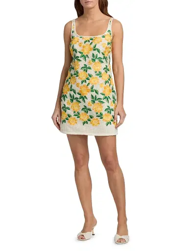 Milly Women's Maria Floral Embroidered Minidress - Yellow Green | Thumbnail 2 Milly Women's Maria Floral Embroidered Minidress - Yellow Green | Thumbnail 2