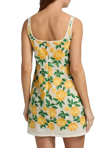 Milly Women's Maria Floral Embroidered Minidress - Yellow Green | Thumbnail 5 Milly Women's Maria Floral Embroidered Minidress - Yellow Green | Thumbnail 5