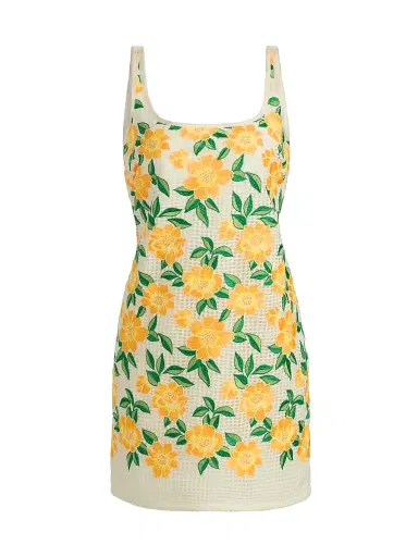 Milly Women's Maria Floral Embroidered Minidress - Yellow Green | Thumbnail 1 Milly Women's Maria Floral Embroidered Minidress - Yellow Green | Thumbnail 1