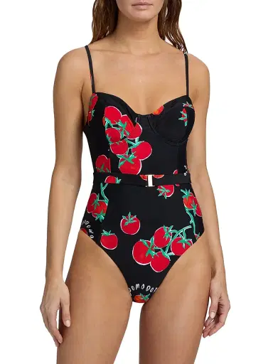 Milly Women's Pomodoro Belted One-Piece Swimsuit - Size Large | Thumbnail 3 Milly Women's Pomodoro Belted One-Piece Swimsuit - Size Large | Thumbnail 3