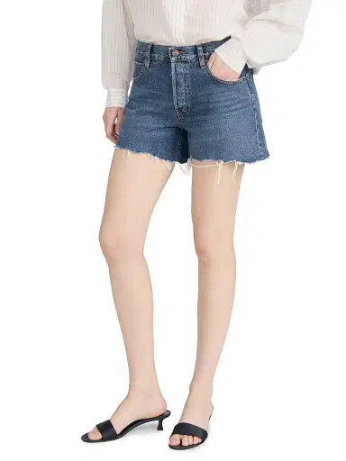 Frame Women's The Long Hang Raw-Edge Denim Shorts | Thumbnail 5 Frame Women's The Long Hang Raw-Edge Denim Shorts | Thumbnail 5
