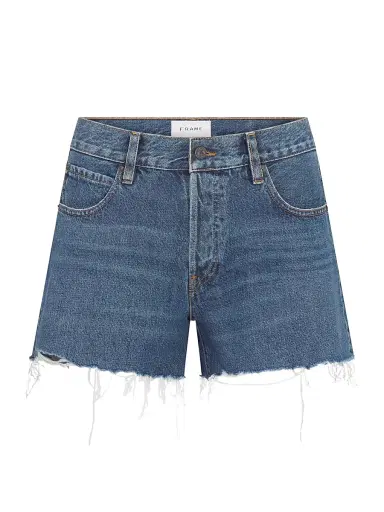 Frame Women's The Long Hang Raw-Edge Denim Shorts | Thumbnail 1 Frame Women's The Long Hang Raw-Edge Denim Shorts | Thumbnail 1