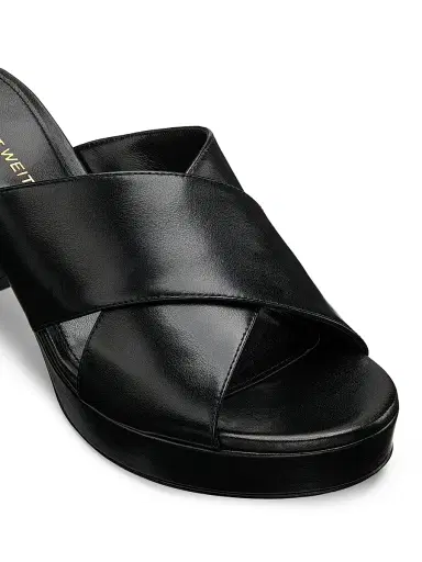 Stuart Weitzman Women's Dayna 80MM Leather Platform Slide Sandals - Black - Size 9.5 | Thumbnail 5 Stuart Weitzman Women's Dayna 80MM Leather Platform Slide Sandals - Black - Size 9.5 | Thumbnail 5