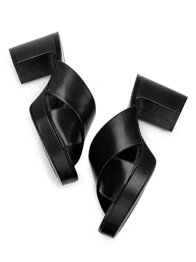 Stuart Weitzman Women's Dayna 80MM Leather Platform Slide Sandals - Black - Size 9.5 | Thumbnail 6 Stuart Weitzman Women's Dayna 80MM Leather Platform Slide Sandals - Black - Size 9.5 | Thumbnail 6