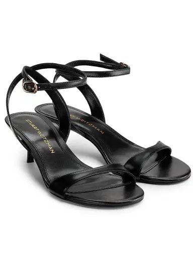 Stuart Weitzman Women's Kellie 50MM Leather Kitten-Heel Sandals - Black - Size 9.5 | Thumbnail 2 Stuart Weitzman Women's Kellie 50MM Leather Kitten-Heel Sandals - Black - Size 9.5 | Thumbnail 2