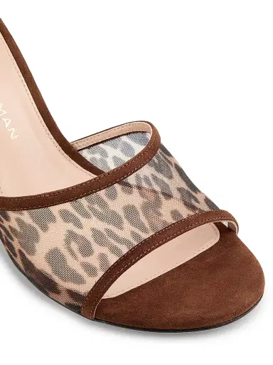 Stuart Weitzman Women's Bareitall 85MM Leopard-Print Mesh Mules | Thumbnail 5 Stuart Weitzman Women's Bareitall 85MM Leopard-Print Mesh Mules | Thumbnail 5