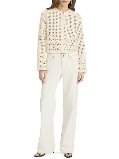 FRAME Women's The Postcard Cardigan - Cream | Thumbnail 2 FRAME Women's The Postcard Cardigan - Cream | Thumbnail 2