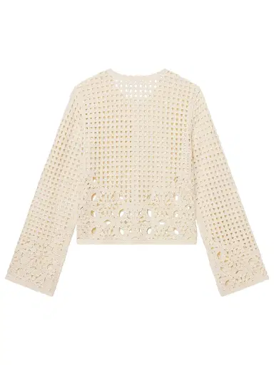 FRAME Women's The Postcard Cardigan - Cream | Thumbnail 3 FRAME Women's The Postcard Cardigan - Cream | Thumbnail 3