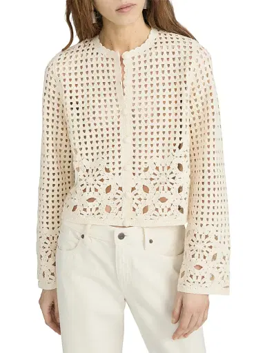 FRAME Women's The Postcard Cardigan - Cream | Thumbnail 4 FRAME Women's The Postcard Cardigan - Cream | Thumbnail 4