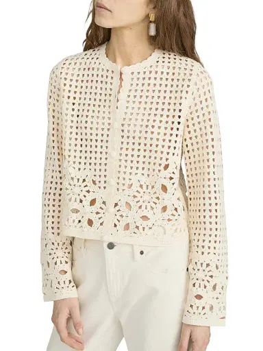 FRAME Women's The Postcard Cardigan - Cream | Thumbnail 5 FRAME Women's The Postcard Cardigan - Cream | Thumbnail 5