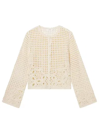 FRAME Women's The Postcard Cardigan - Cream | Thumbnail 1 FRAME Women's The Postcard Cardigan - Cream | Thumbnail 1