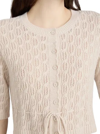 Frame Women's The Clover Pointelle Knit Cardigan - Oatmeal Heather - Size XL | Thumbnail 6 Frame Women's The Clover Pointelle Knit Cardigan - Oatmeal Heather - Size XL | Thumbnail 6