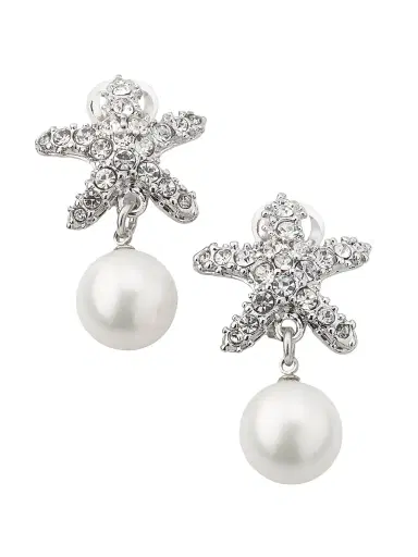 Kenneth Jay Lane Women's Silvertone, Glass Crystal & Imitation Pearl Clip-On Drop Earrings - Pearl | Thumbnail 1 Kenneth Jay Lane Women's Silvertone, Glass Crystal & Imitation Pearl Clip-On Drop Earrings - Pearl | Thumbnail 1