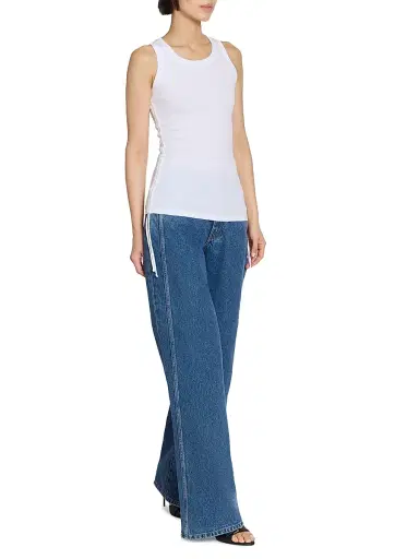 Balmain Women's Rib-Knit Stretch Cotton Tank - Blanc | Thumbnail 2 Balmain Women's Rib-Knit Stretch Cotton Tank - Blanc | Thumbnail 2