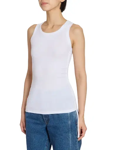 Balmain Women's Rib-Knit Stretch Cotton Tank - Blanc | Thumbnail 4 Balmain Women's Rib-Knit Stretch Cotton Tank - Blanc | Thumbnail 4