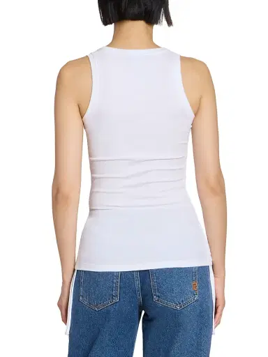 Balmain Women's Rib-Knit Stretch Cotton Tank - Blanc | Thumbnail 5 Balmain Women's Rib-Knit Stretch Cotton Tank - Blanc | Thumbnail 5
