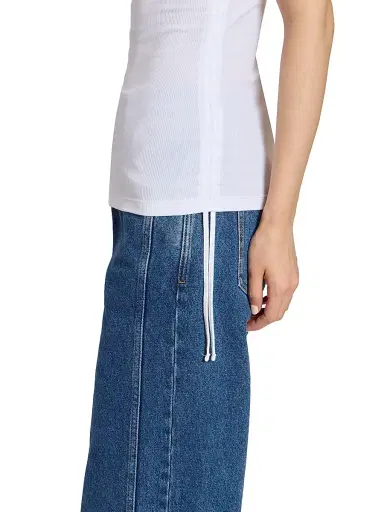 Balmain Women's Rib-Knit Stretch Cotton Tank - Blanc | Thumbnail 6 Balmain Women's Rib-Knit Stretch Cotton Tank - Blanc | Thumbnail 6